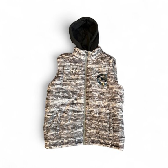 Ecko Unlimited Vest Mens XL Gray Camo Hooded Puffer Sleeveless Zip - Picture 1 of 10